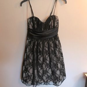 Black spaghetti strap lace dress